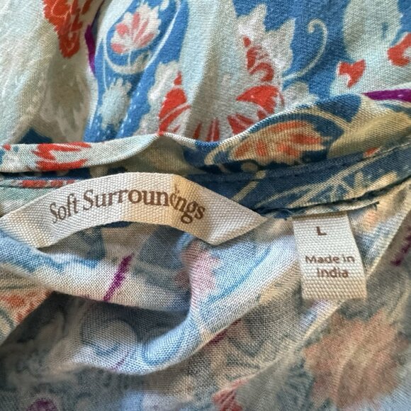 Soft Surroundings Kara Multi-Floral Maxi Tiered Dress Size L Cap Sleeve - Picture 5 of 6